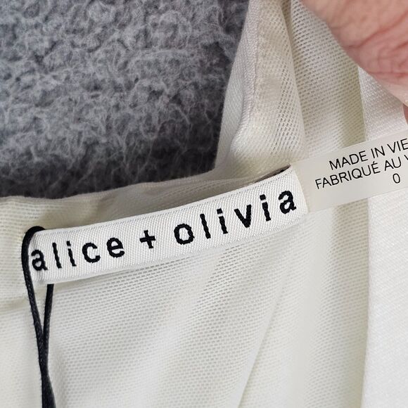 NWT $330 ALICE + OLIVIA Peplum Moira Off White Dress Size 0 - Picture 5 of 11